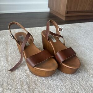 Steve Madden Brown Platform Sandals with Adjustable Ankle Strap